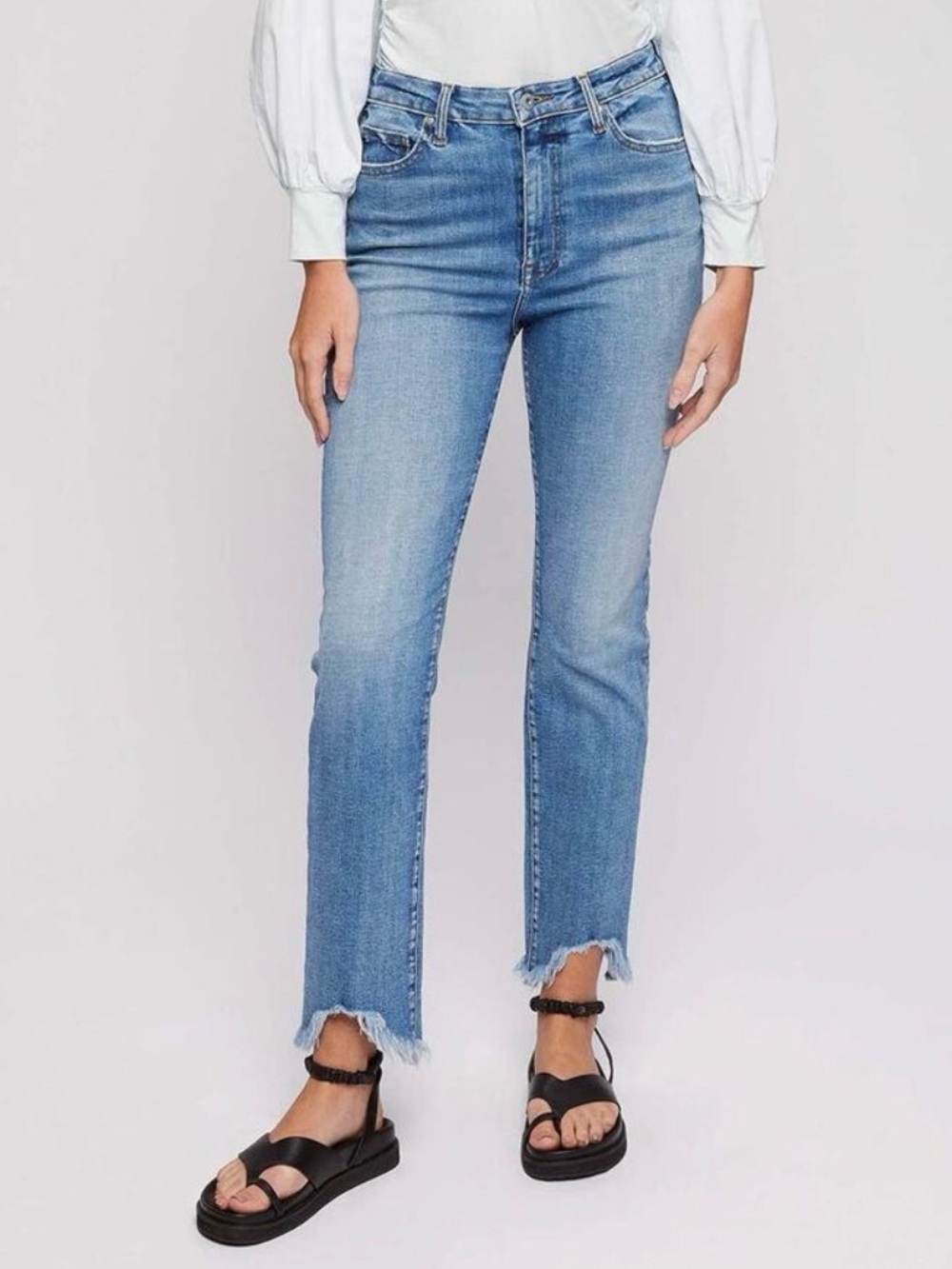 Jonathan Simkhai Standard River High Rise Straight Leg Raw Hem Jeans Size 26